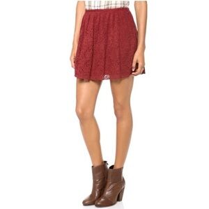 Madewell Burgundy Lace Mini Skirt